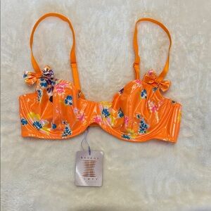 Savage X Fenty Night Blooms Unlined Demi Bra Orange Creme Bedtime Bouquet Print